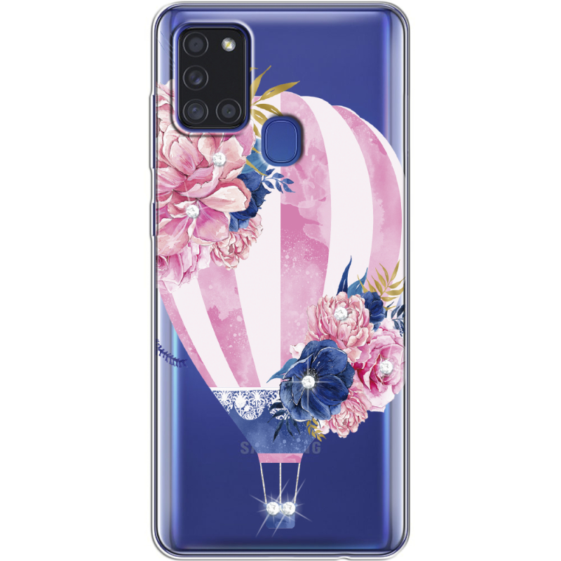 Чехол со стразами Samsung Galaxy A21s (A217) Pink Air Baloon