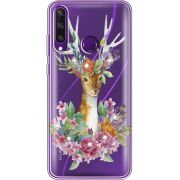Чехол со стразами Huawei Y6p Deer with flowers
