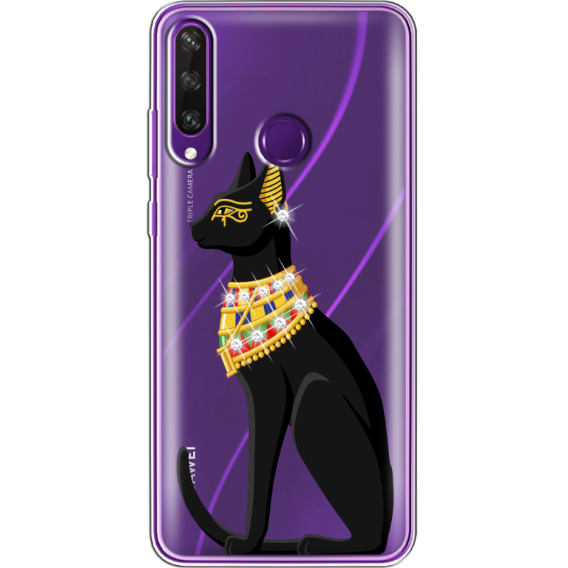 Чехол со стразами Huawei Y6p Egipet Cat