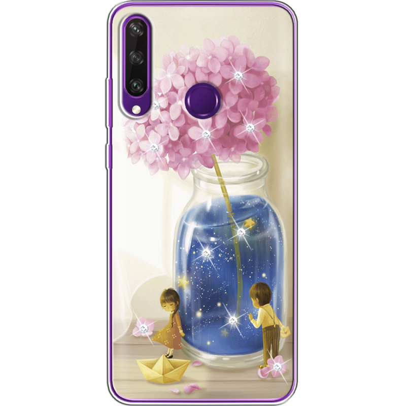 Чехол со стразами Huawei Y6p Little Boy and Girl