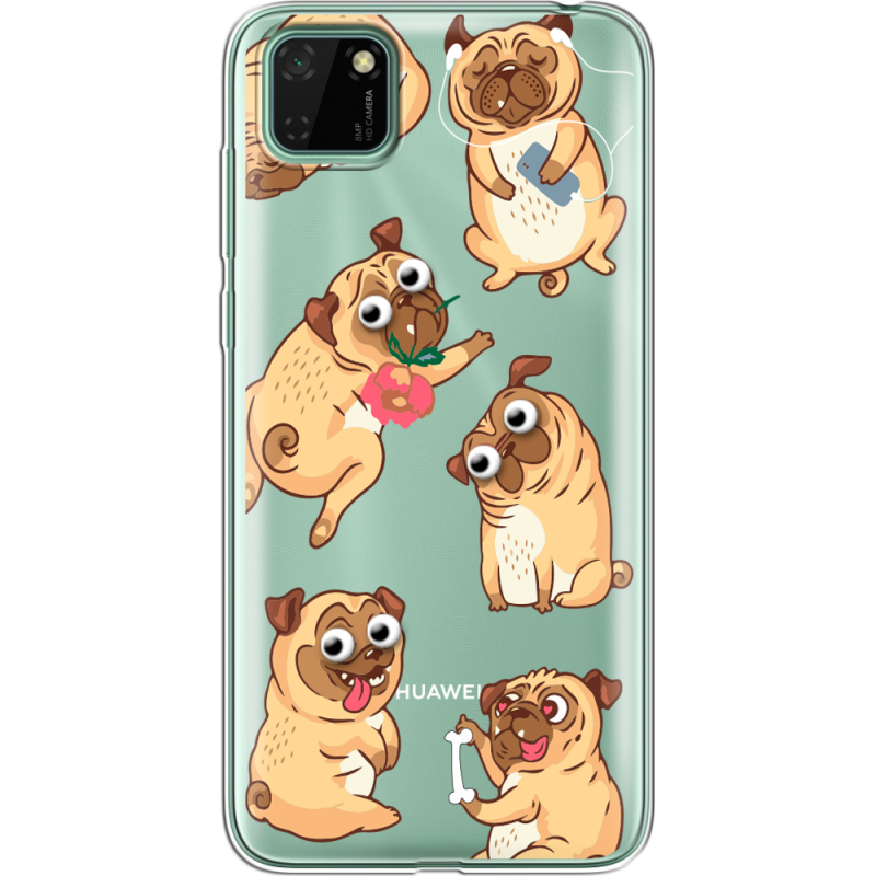 Прозрачный чехол BoxFace Huawei Y5p с 3D-глазками Pug