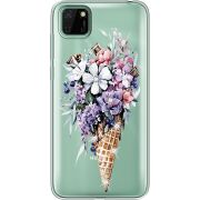Чехол со стразами Huawei Y5p Ice Cream Flowers