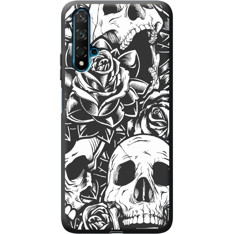 Черный чехол BoxFace Huawei Nova 5T Skull and Roses