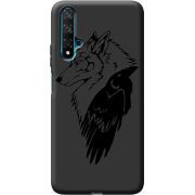 Черный чехол BoxFace Huawei Nova 5T Wolf and Raven