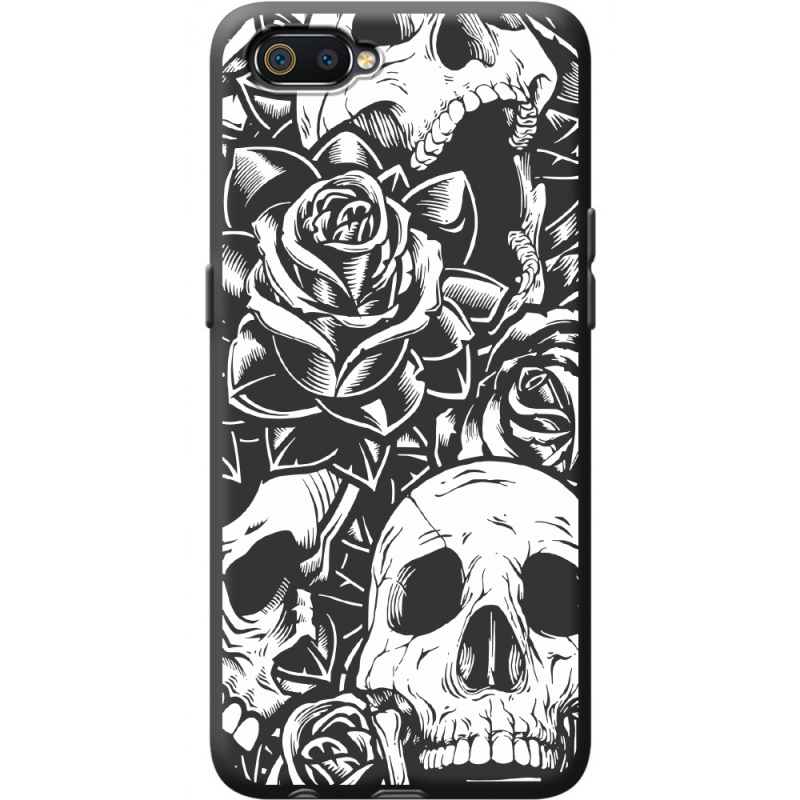 Черный чехол BoxFace Realme C2 Skull and Roses