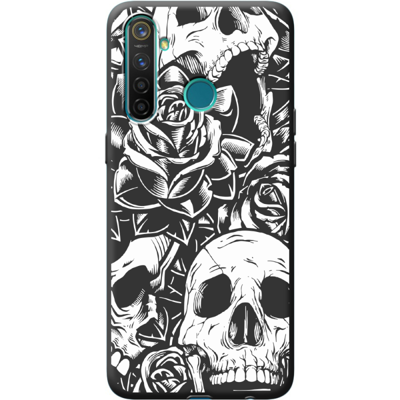 Черный чехол BoxFace Realme 5 / 6i Skull and Roses