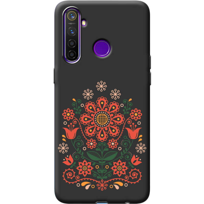 Черный чехол BoxFace Realme 5 Pro Ukrainian Ornament