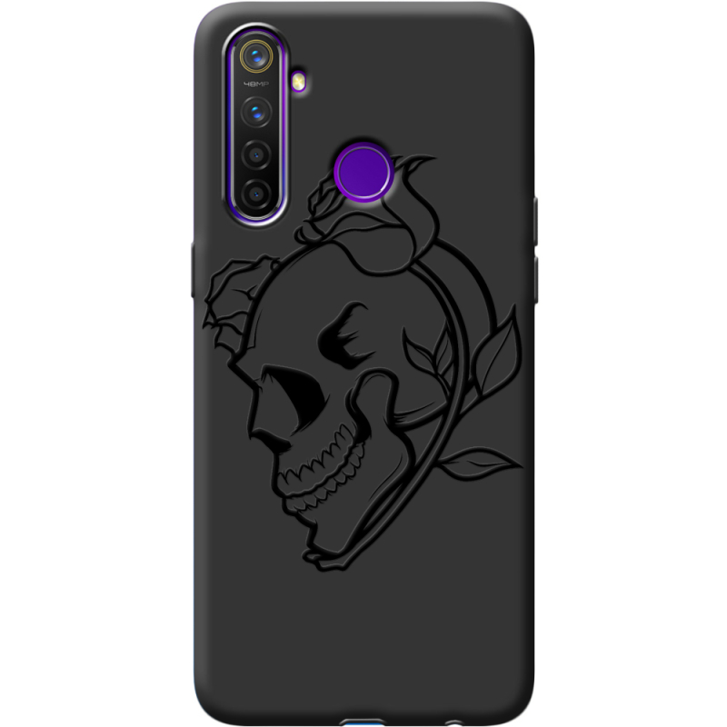 Черный чехол BoxFace Realme 5 Pro Skull and Roses