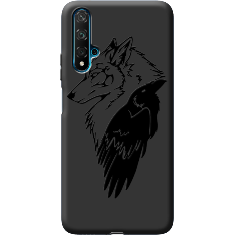 Черный чехол BoxFace Honor 20 Wolf and Raven