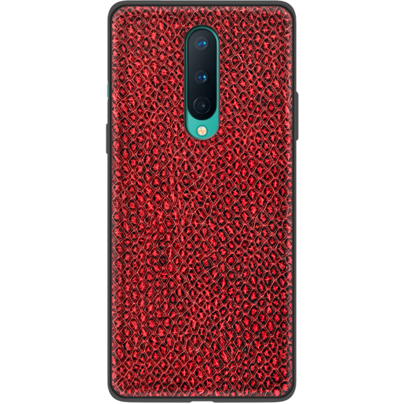 Кожаный чехол Boxface OnePlus 8 Snake Red