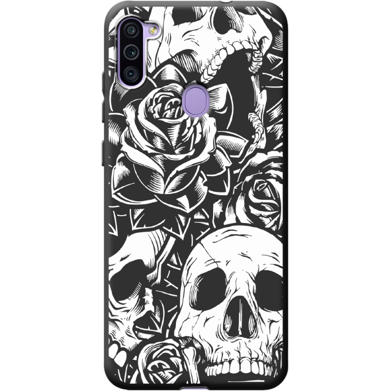 Черный чехол BoxFace Samsung Galaxy M11 (M115) Skull and Roses