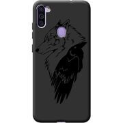 Черный чехол BoxFace Samsung Galaxy M11 (M115) Wolf and Raven
