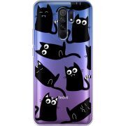 Прозрачный чехол BoxFace Xiaomi Redmi 9 с 3D-глазками Black Kitty