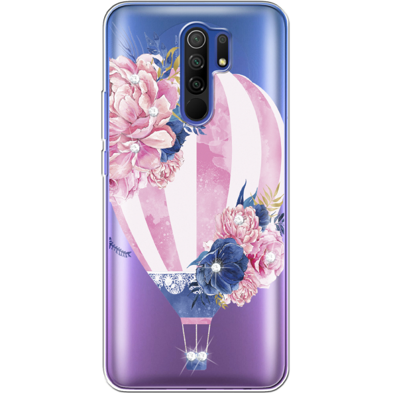 Чехол со стразами Xiaomi Redmi 9 Pink Air Baloon