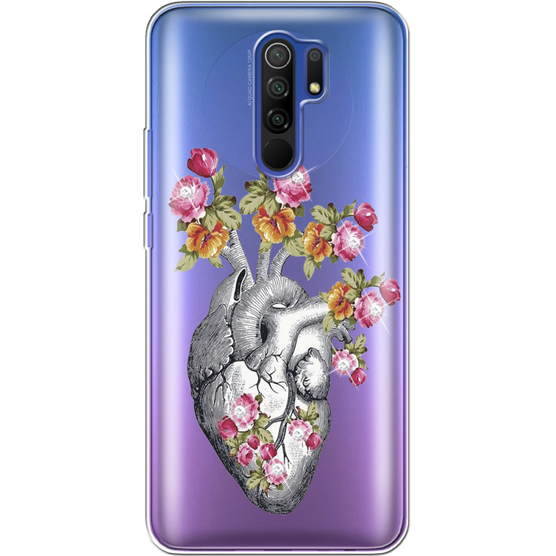 Чехол со стразами Xiaomi Redmi 9 Heart