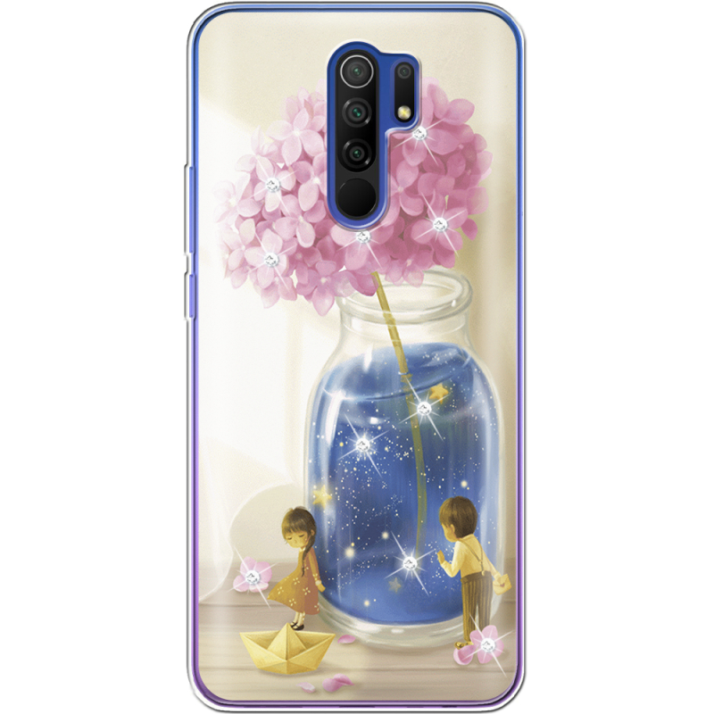 Чехол со стразами Xiaomi Redmi 9 Little Boy and Girl