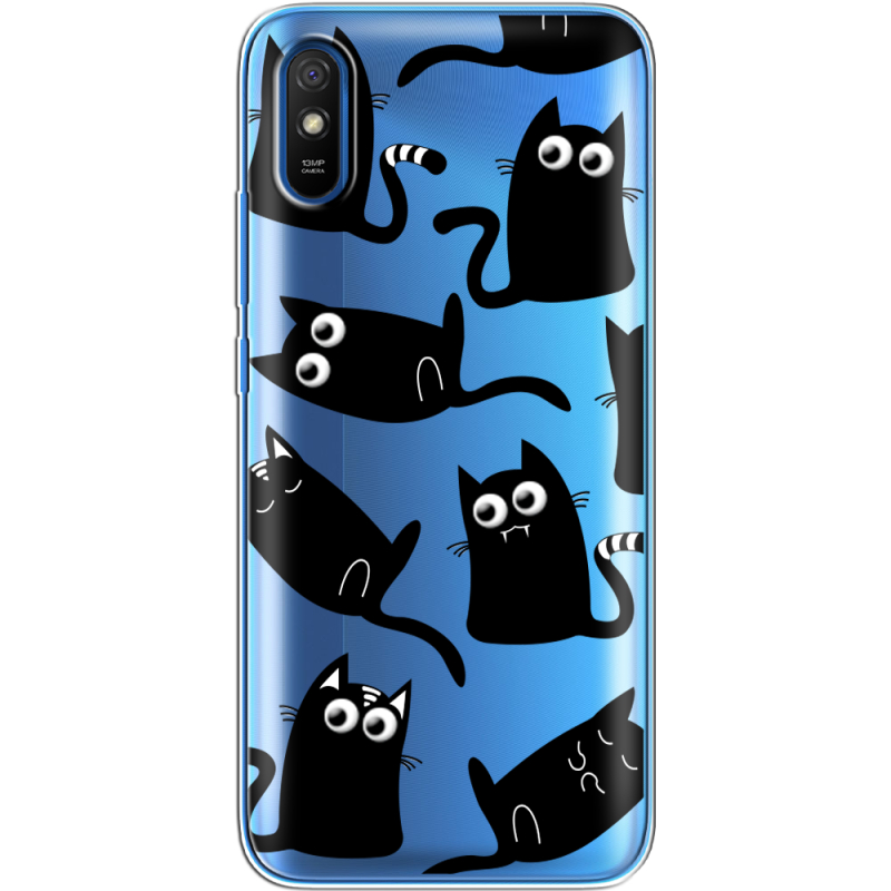 Прозрачный чехол BoxFace Xiaomi Redmi 9A с 3D-глазками Black Kitty