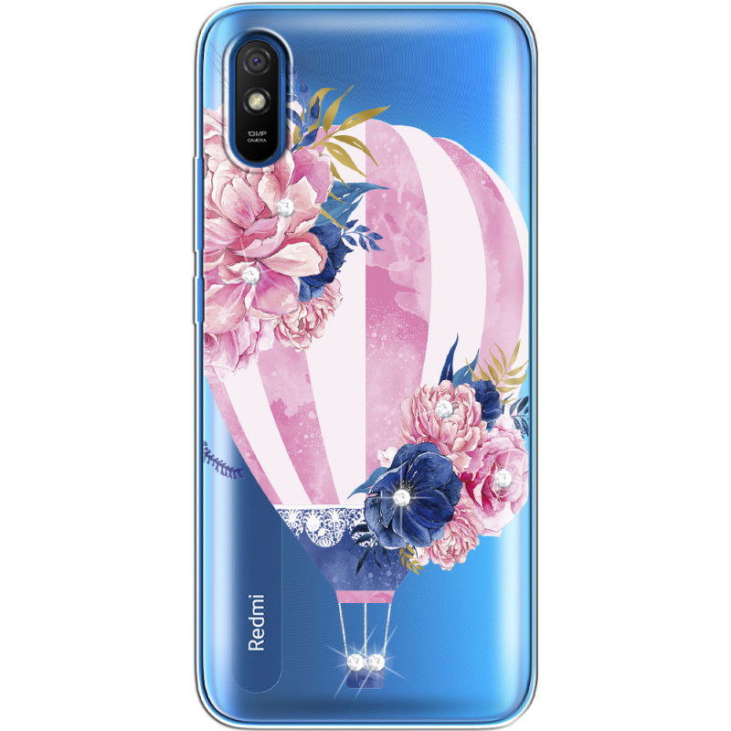 Чехол со стразами Xiaomi Redmi 9A Pink Air Baloon