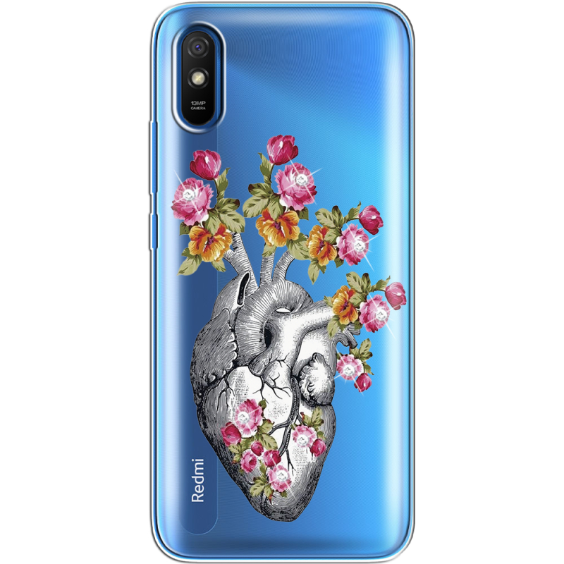 Чехол со стразами Xiaomi Redmi 9A Heart