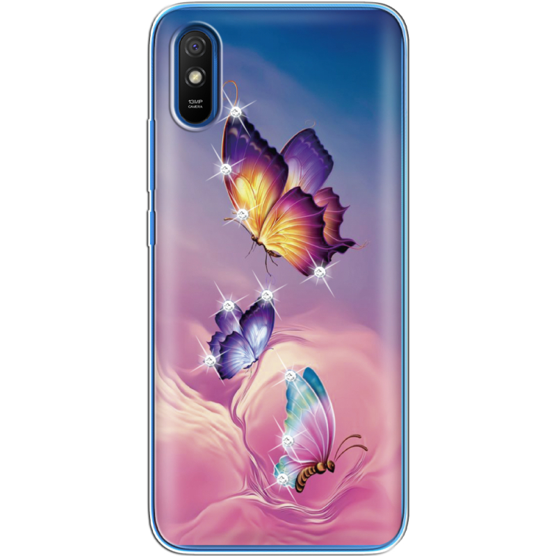 Чехол со стразами Xiaomi Redmi 9A Butterflies