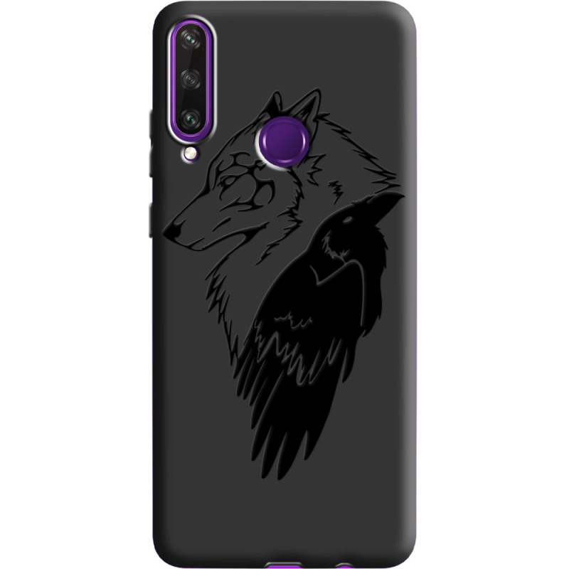 Черный чехол BoxFace Huawei Y6p Wolf and Raven