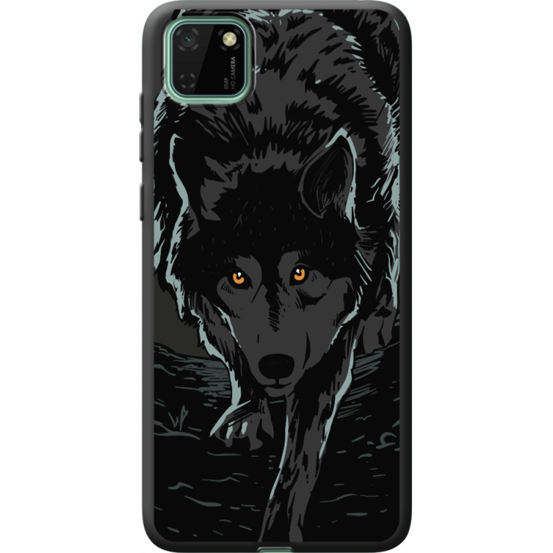 Черный чехол BoxFace Huawei Y5p Wolf