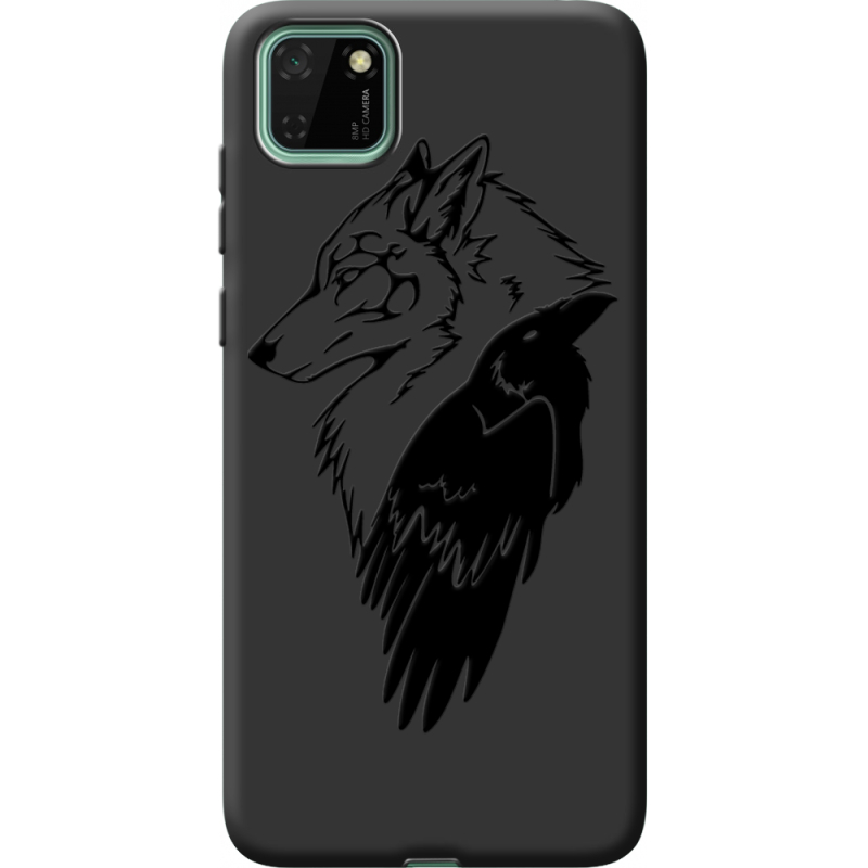 Черный чехол BoxFace Huawei Y5p Wolf and Raven