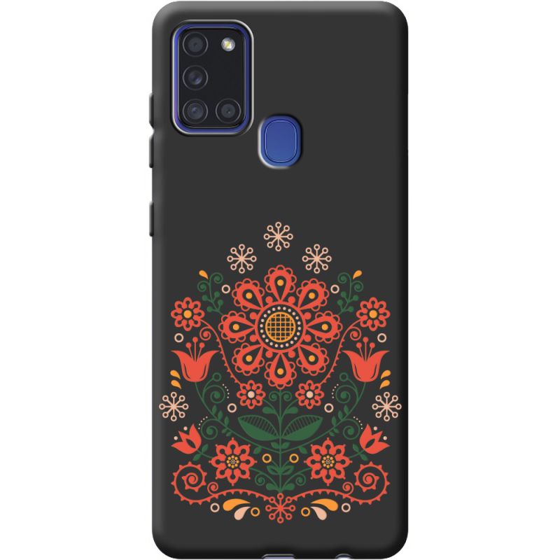 Черный чехол BoxFace Samsung A217 Galaxy A21s Ukrainian Ornament