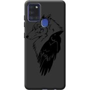 Черный чехол BoxFace Samsung A217 Galaxy A21s Wolf and Raven