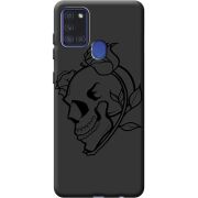 Черный чехол BoxFace Samsung A217 Galaxy A21s Skull and Roses