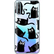 Прозрачный чехол BoxFace Huawei P Smart S с 3D-глазками Black Kitty