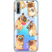 Прозрачный чехол BoxFace Huawei P Smart S с 3D-глазками Pug