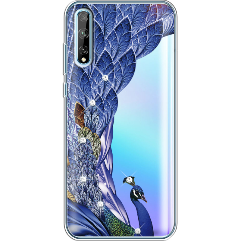 Чехол со стразами Huawei P Smart S Peafowl