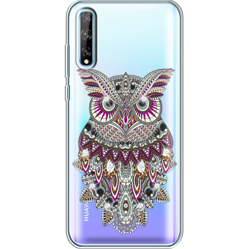 Чехол со стразами Huawei P Smart S Owl