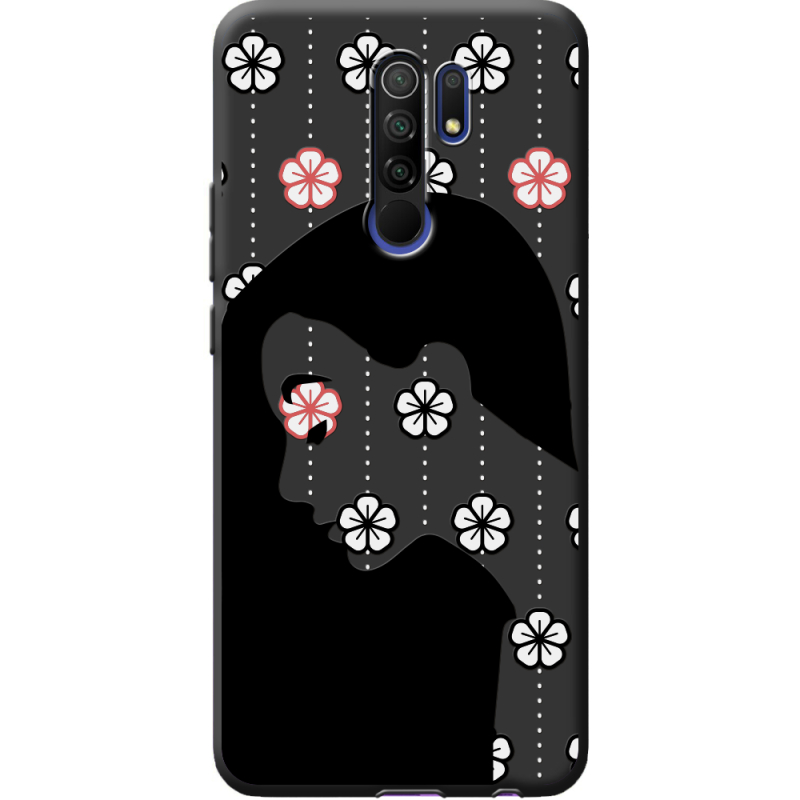 Черный чехол BoxFace Xiaomi Redmi 9 Flower Hair