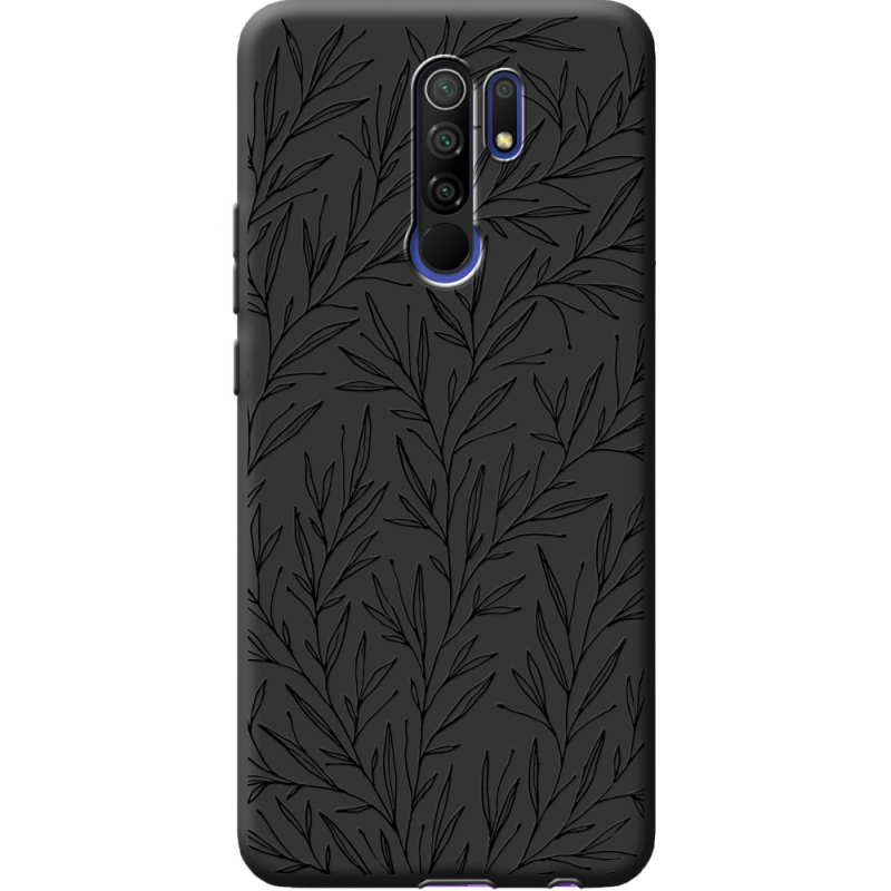 Черный чехол BoxFace Xiaomi Redmi 9 Leaves