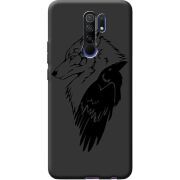 Черный чехол BoxFace Xiaomi Redmi 9 Wolf and Raven