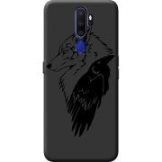 Черный чехол BoxFace OPPO A9 2020 Wolf and Raven