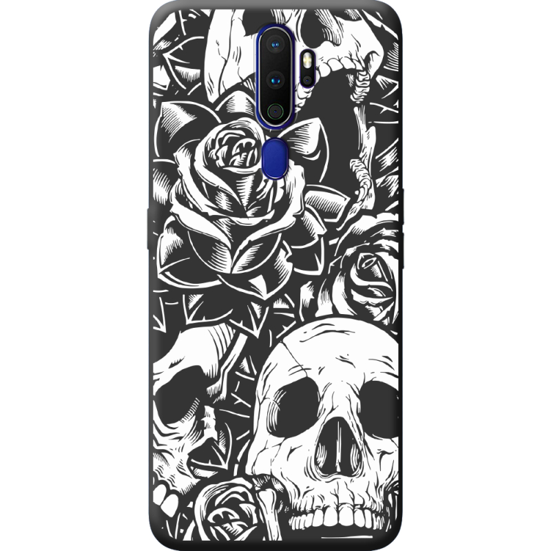 Черный чехол BoxFace OPPO A5 2020 Skull and Roses