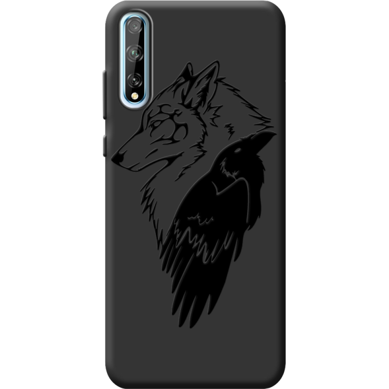 Черный чехол BoxFace Huawei P Smart S Wolf and Raven