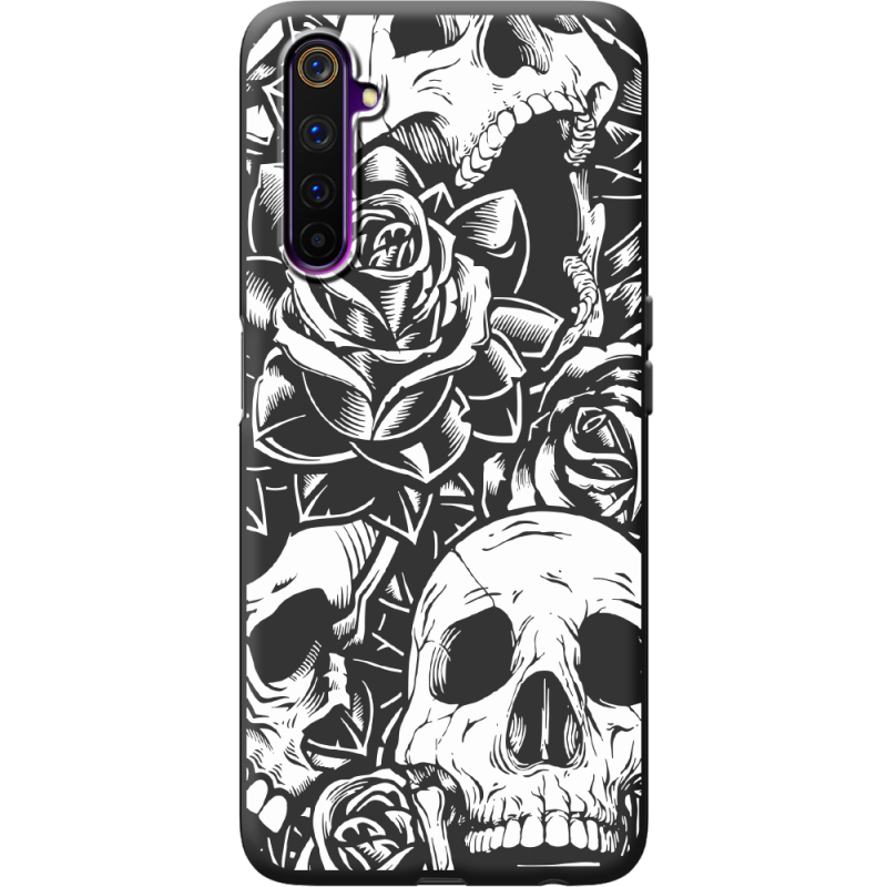 Черный чехол BoxFace Realme 6 Skull and Roses