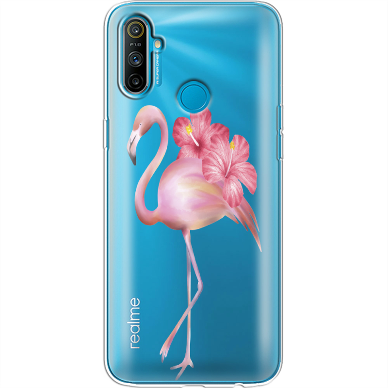 Прозрачный чехол BoxFace Realme C3 Floral Flamingo