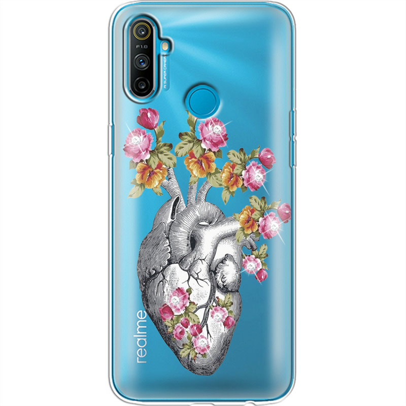 Чехол со стразами Realme C3 Heart