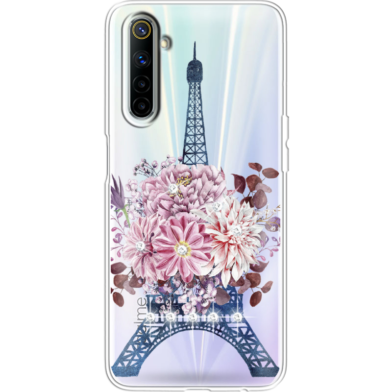 Чехол со стразами Realme 6 Eiffel Tower