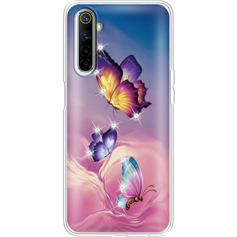 Чехол со стразами Realme 6 Butterflies