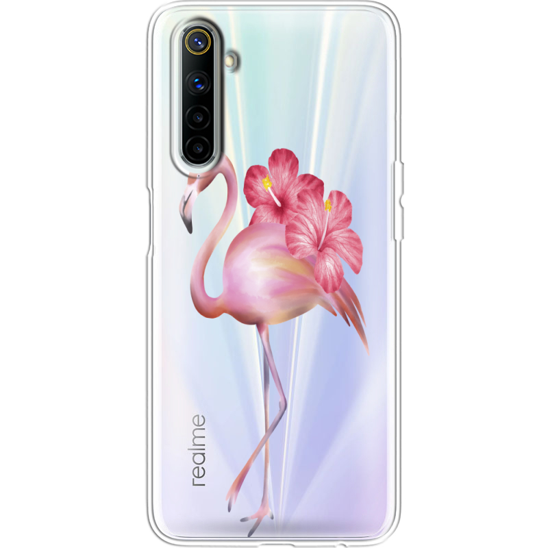 Прозрачный чехол BoxFace Realme 6 Floral Flamingo