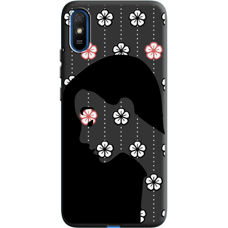 Черный чехол BoxFace Xiaomi Redmi 9A Flower Hair