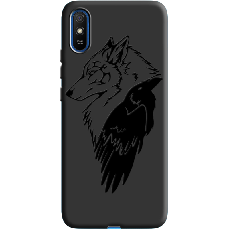 Черный чехол BoxFace Xiaomi Redmi 9A Wolf and Raven