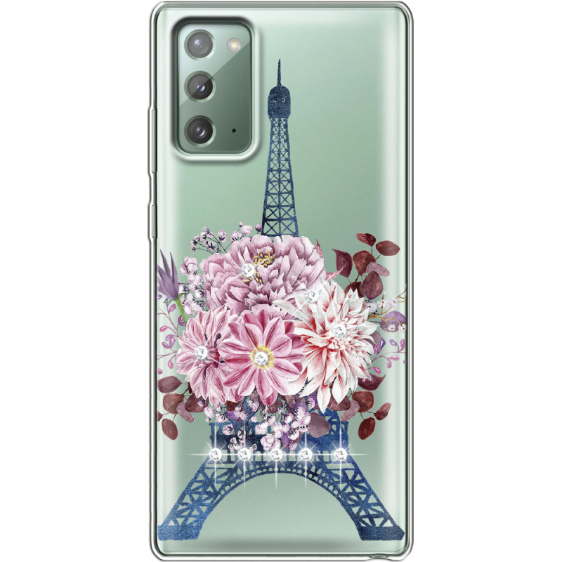 Чехол со стразами Samsung N980 Galaxy Note 20 Eiffel Tower