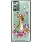 Чехол со стразами Samsung N980 Galaxy Note 20 Deer with flowers